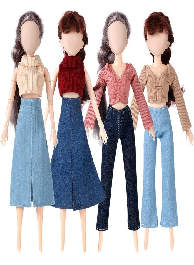 Bencailor 8 Pieces Summer Doll Clothes for 11.8 Inch Doll Accessories Sweaters Denim Pant Regular Outfit Clothing for Gift(Classic Color) - Image 4